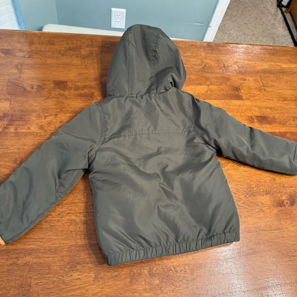 London Fog green Jacket Orange Trim reversible camo fleece size small 4 - Picture 6 of 13